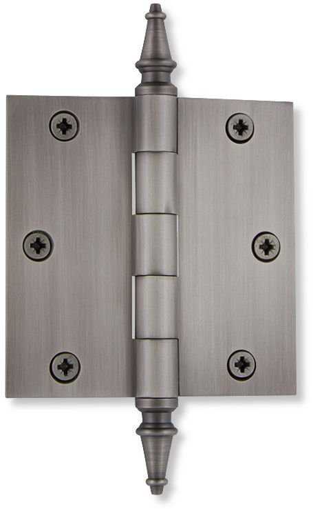 3.5" antique pewter traditional steeple hinge